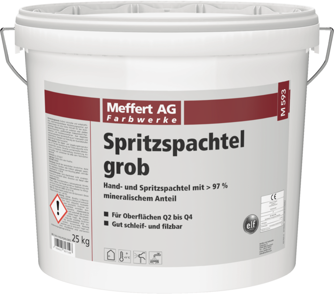 Gebinde M 593 Spritzspachtel grob | Hand- und Spritzspachtel mit <gt/> 97 % mineralischem Anteil für den Innenbereich
